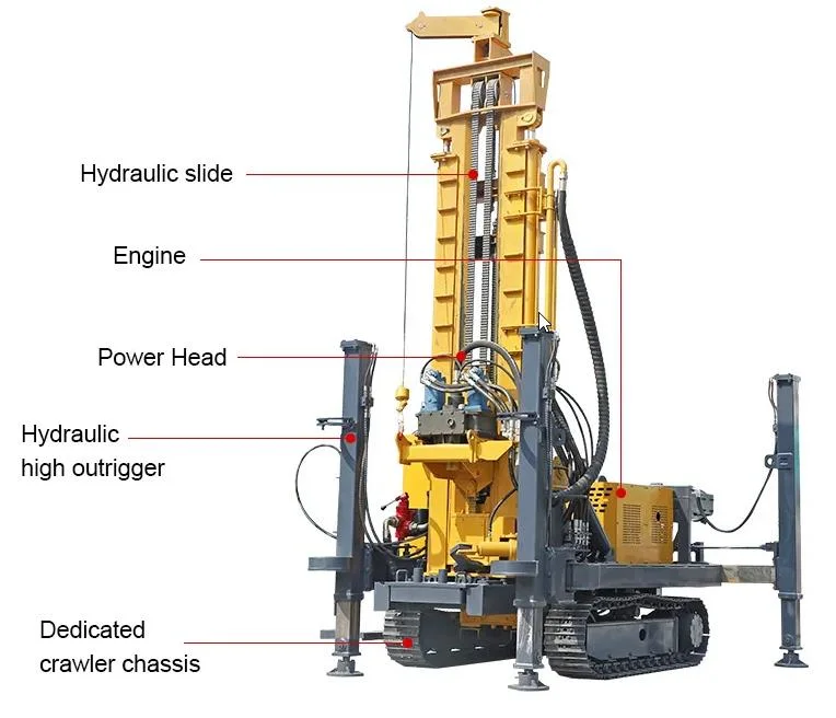 Water Well Drilling Rig Machine 200m 350m Hydraulic Mine Drilling Rigs Rotary Hole Borehole Drill Machines for Sale